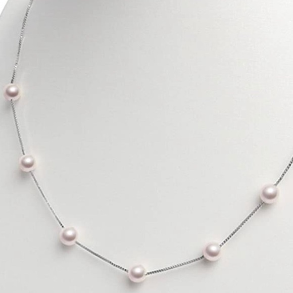 Sterling Silver Cultured White Pearls Necklace - Picture 4 of 4